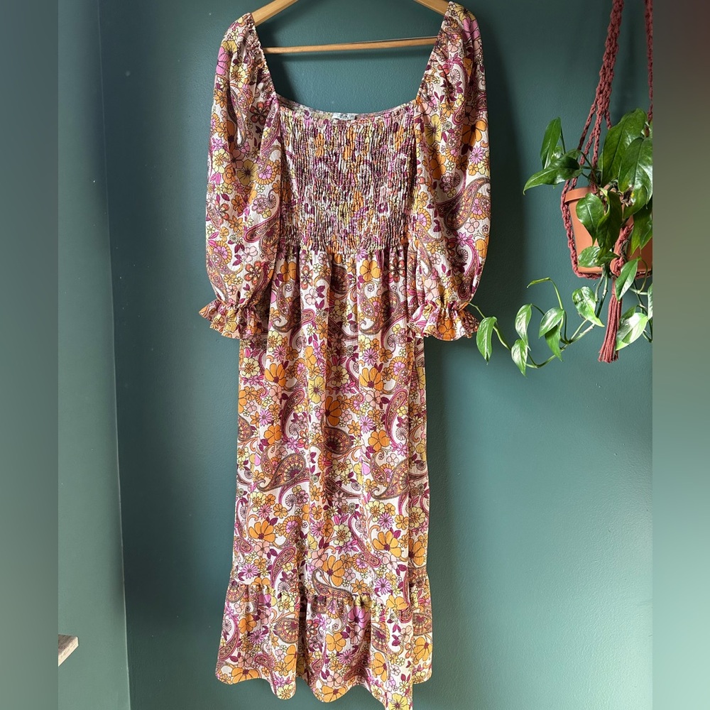 Floral Dress with Ruffled Sleeves